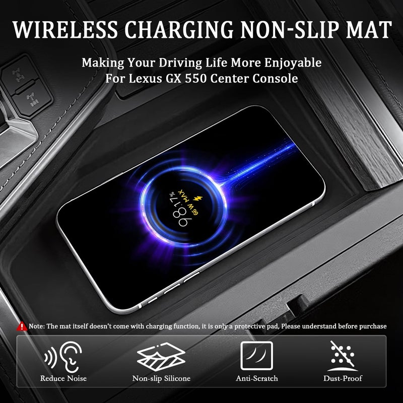 MOCHENT Wireless Charging Protective Mat for Lexus GX550 2024 2025 2026 Accessories, Center Console Non-Slip Silicone Protection Pad for 2024 2025 2026 Lexus GX 550 GX550 Charge Pad - Image 2