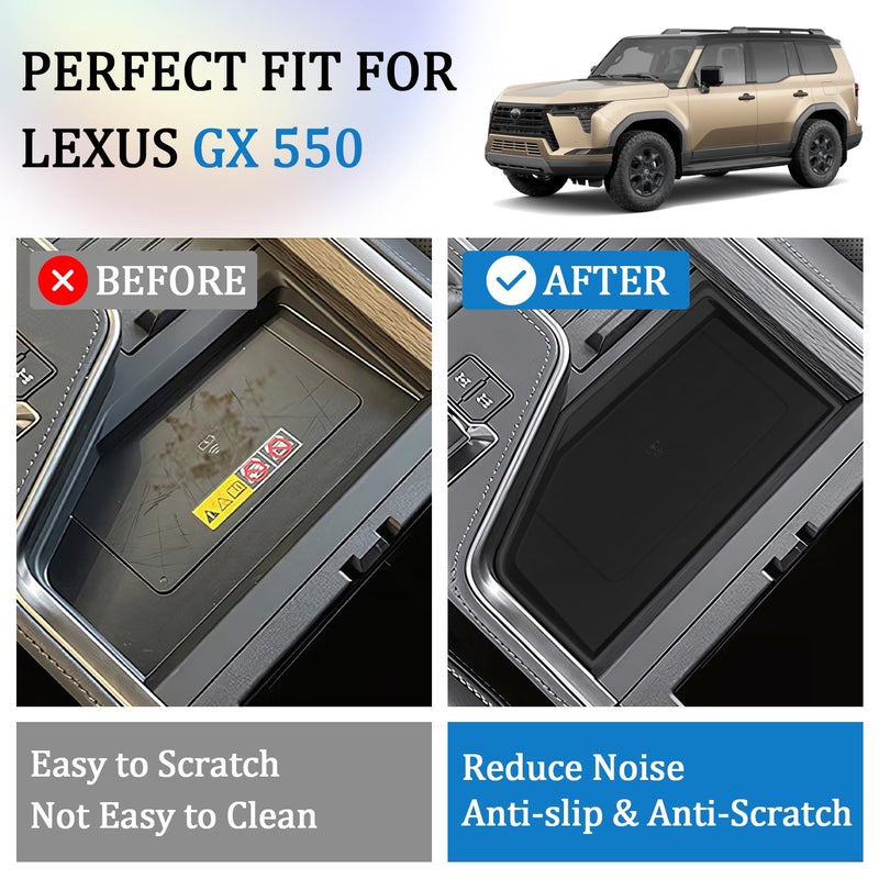 MOCHENT Wireless Charging Protective Mat for Lexus GX550 2024 2025 2026 Accessories, Center Console Non-Slip Silicone Protection Pad for 2024 2025 2026 Lexus GX 550 GX550 Charge Pad - Image 3