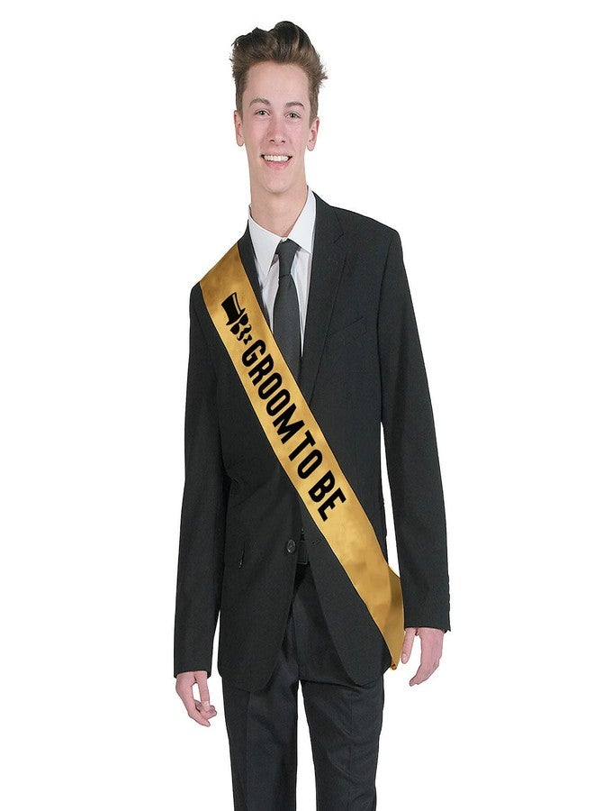 Hubops Groom to be sash with 20 pcs Team Groom pin Badge for Party Decoration Combo Pack (Gold Combo) - Image 2