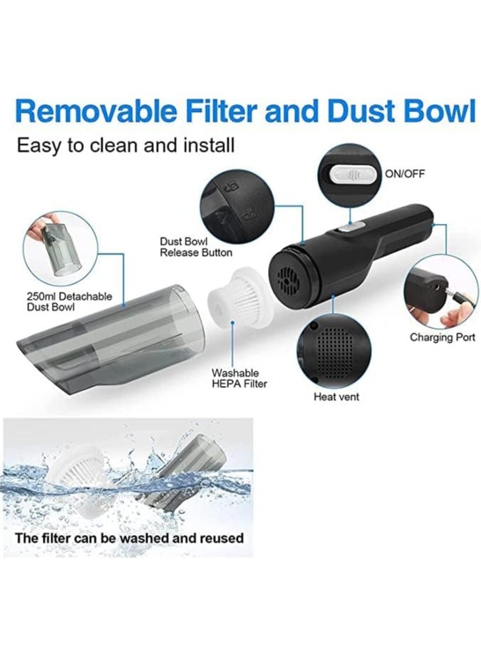 general Car Vacuum Cleaner Mini Handheld Vacuum Cleaner Cordless 10000Pa 120W Powerful Rechargeable Lightweight Wet and Dry Portable Vacuum Cleaner for Home Car Dust Pet Hair - Image 3