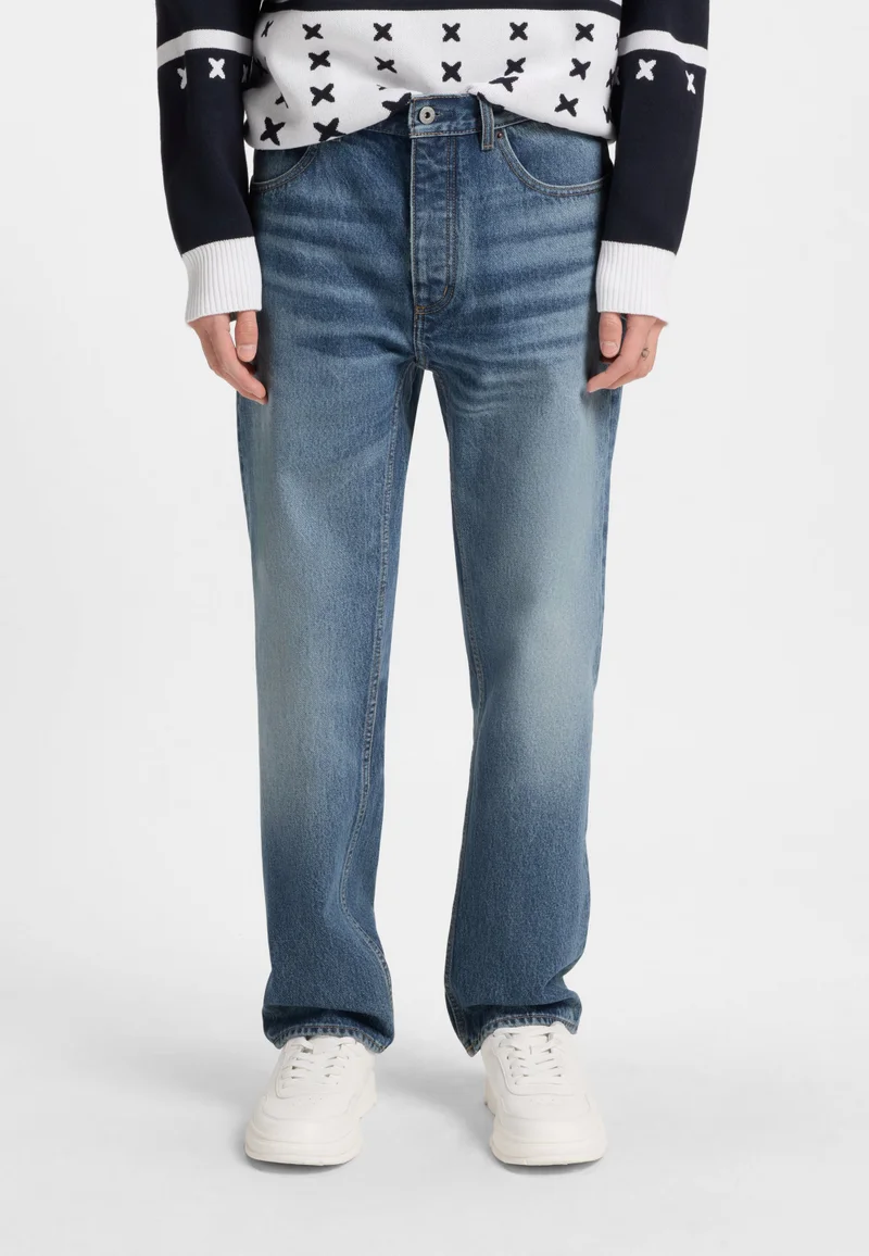 HUGO Regular-fit jeans in blue rigid denim