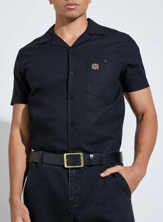 ستايلي Black Solid Belt With Square Buckle