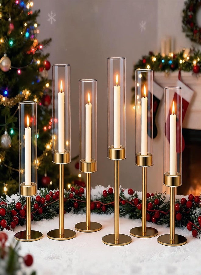 EAST FLAME Gold Candlestick Holders Set of 6 - Tall Candle Sticks Holder Decor - Vintage Centerpiece Table Decorations - Dining Room Decor - Candle Holder Decor - Wedding Decorations - Home Decor Aesthetic Gift - Image 1