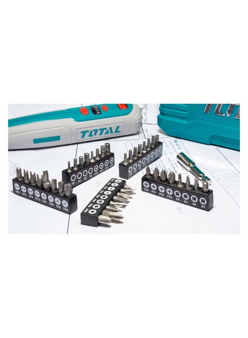 TOOTAL TOTAL 4V Cordless Screwdriver Set with Multiple Bits – Electric Power Screwdriver Model TSDLI0403 - Image 3