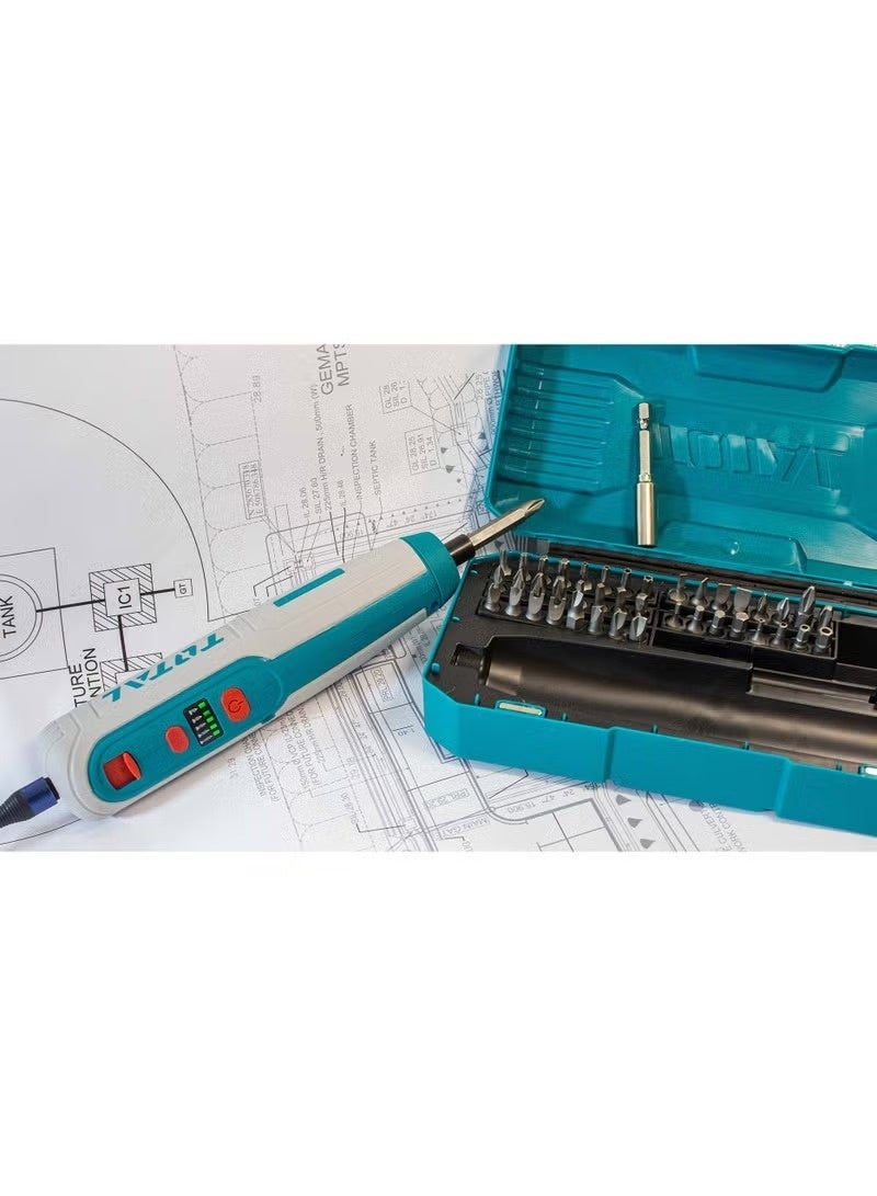 TOOTAL TOTAL 4V Cordless Screwdriver Set with Multiple Bits – Electric Power Screwdriver Model TSDLI0403 - Image 4