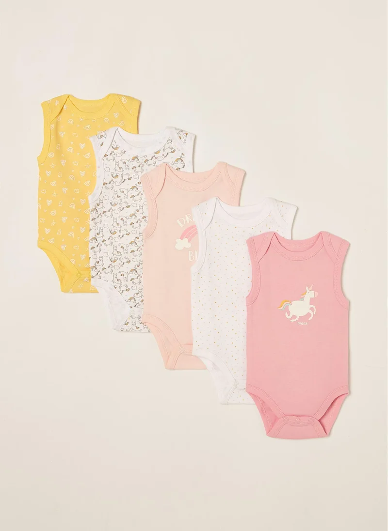 زيبي 5 Bodysuits for Baby Girls 'Dreams&Unicorns', Multicoloured