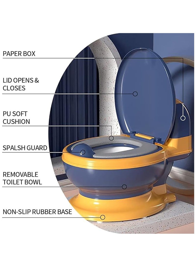 زاڤية مقعد مرحاض للتدريب على استخدام الحمام ، كرسي قعادة للأطفال الصغار مع مقعد ناعم وواقي من رذاذ الماء ، وعاء قعادة قابل للإزالة للأطفال الصغار والرضع والأطفال (أزرق) - Image 2
