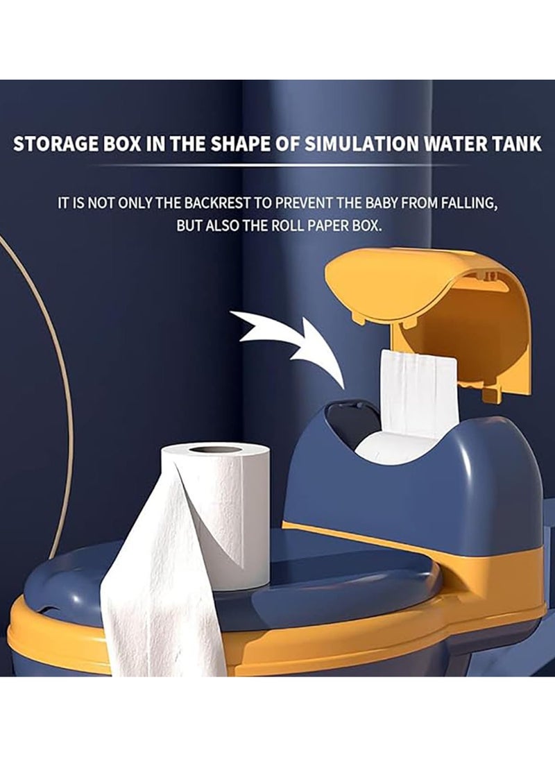 زاڤية مقعد مرحاض للتدريب على استخدام الحمام ، كرسي قعادة للأطفال الصغار مع مقعد ناعم وواقي من رذاذ الماء ، وعاء قعادة قابل للإزالة للأطفال الصغار والرضع والأطفال (أزرق) - Image 5