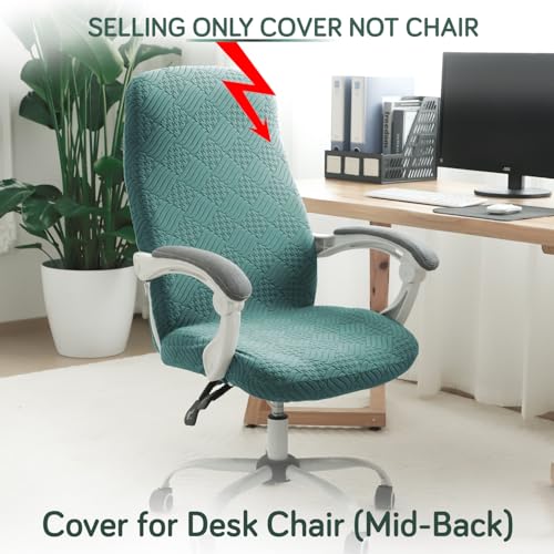 HOKIPO Office Chair Cover for Desk Chair (Mid-Back) – 170 GSM Stretch Jacquard – Washable, Durable & Anti-Slip – Fits Mid-Back Office Chairs, Green (AR-5363-GR-M) - Image 2
