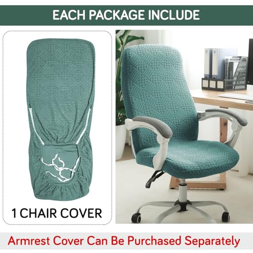 HOKIPO Office Chair Cover for Desk Chair (Mid-Back) – 170 GSM Stretch Jacquard – Washable, Durable & Anti-Slip – Fits Mid-Back Office Chairs, Green (AR-5363-GR-M) - Image 4
