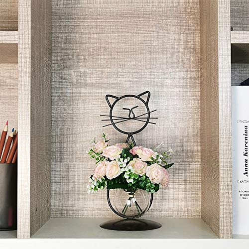 Marbrasse Desktop Glass Planter Vase Holder, Modern Creative Cat Plant Terrarium Metal Stand for Hydroponics Plants Home Garden Wedding Decoration Outdoor Planter Ideas (Style 2) - Image 4