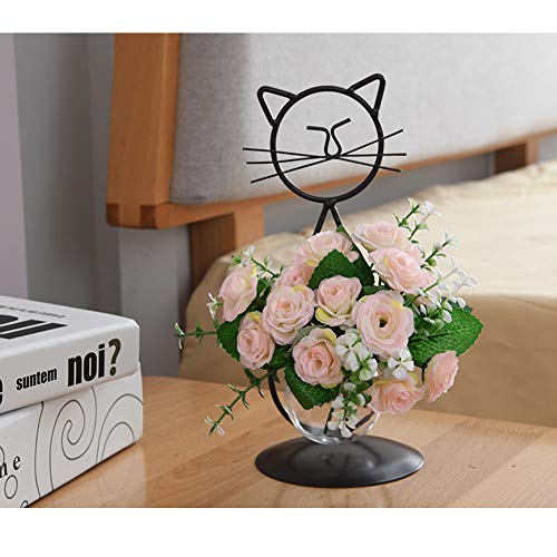 Marbrasse Desktop Glass Planter Vase Holder, Modern Creative Cat Plant Terrarium Metal Stand for Hydroponics Plants Home Garden Wedding Decoration Outdoor Planter Ideas (Style 2) - Image 2