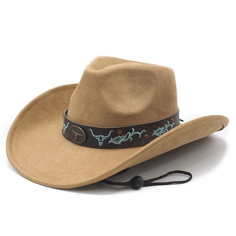 New Sunshade Cowboy Hat with Large Brim, ريترو ركوب الخيل قبعة منغولية, حماية الشمس قبعة الشاطئ, قبعة الشمس للرجال والنساء, قبعة الزوجين - Image 4