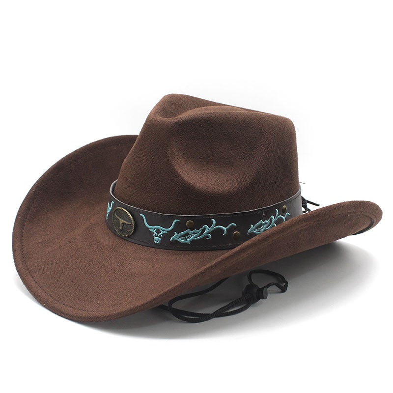New Sunshade Cowboy Hat with Large Brim, ريترو ركوب الخيل قبعة منغولية, حماية الشمس قبعة الشاطئ, قبعة الشمس للرجال والنساء, قبعة الزوجين - Image 3