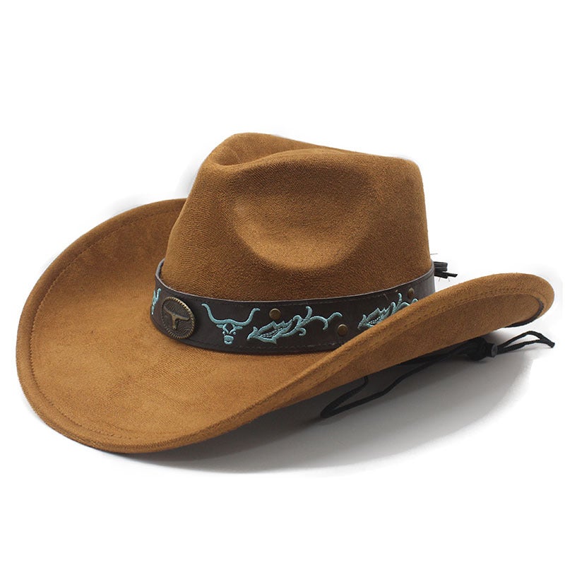 New Sunshade Cowboy Hat with Large Brim, ريترو ركوب الخيل قبعة منغولية, حماية الشمس قبعة الشاطئ, قبعة الشمس للرجال والنساء, قبعة الزوجين - Image 5
