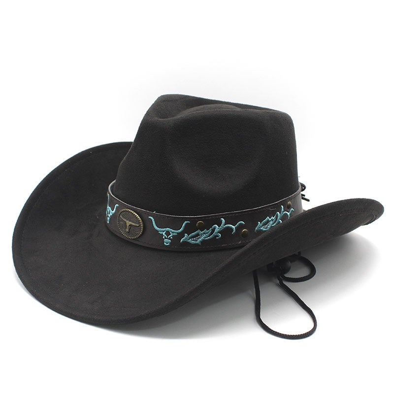New Sunshade Cowboy Hat with Large Brim, ريترو ركوب الخيل قبعة منغولية, حماية الشمس قبعة الشاطئ, قبعة الشمس للرجال والنساء, قبعة الزوجين - Image 1