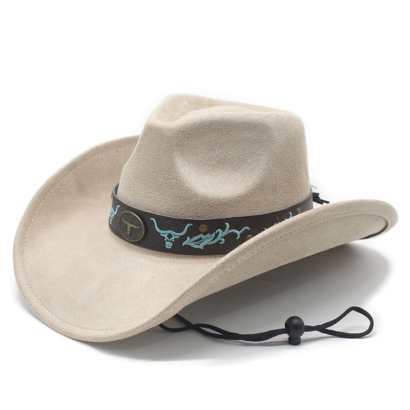 New Sunshade Cowboy Hat with Large Brim, ريترو ركوب الخيل قبعة منغولية, حماية الشمس قبعة الشاطئ, قبعة الشمس للرجال والنساء, قبعة الزوجين - Image 2