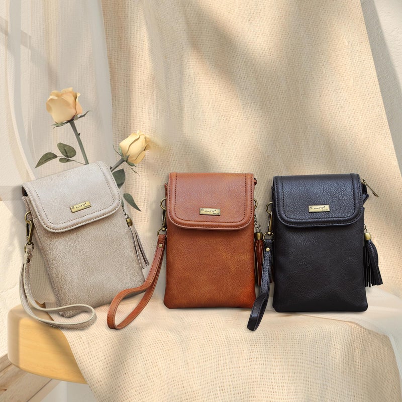 AnsTOP Small Crossbody Bag for Women,Minimalist Designer Vegan Leather Phone Purse with Tassel,Handheld & Adjustable Shoulder Strap for Daily Use Black - Image 5