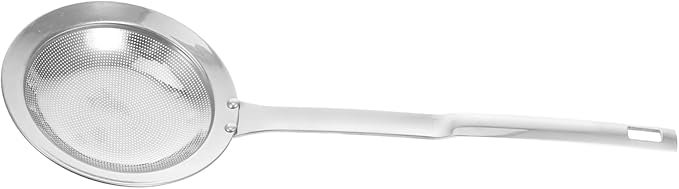 Silver Fine Mesh Skimmer Spoon For Oil Gravy Straining Kitchen Tool With Comfortable Grip - Image 1