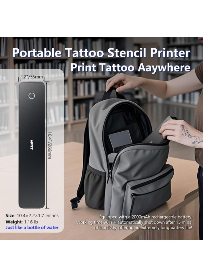 HPRT Portable Printer Wireless Bluetooth Connection MT660 Thermal Inkless Mobile Support 8.5'' X 11'' US Letter and Tattoo Stencil, Compatible with iOS/Android/PC, Includes 10pcs Transfer Paper - Image 4