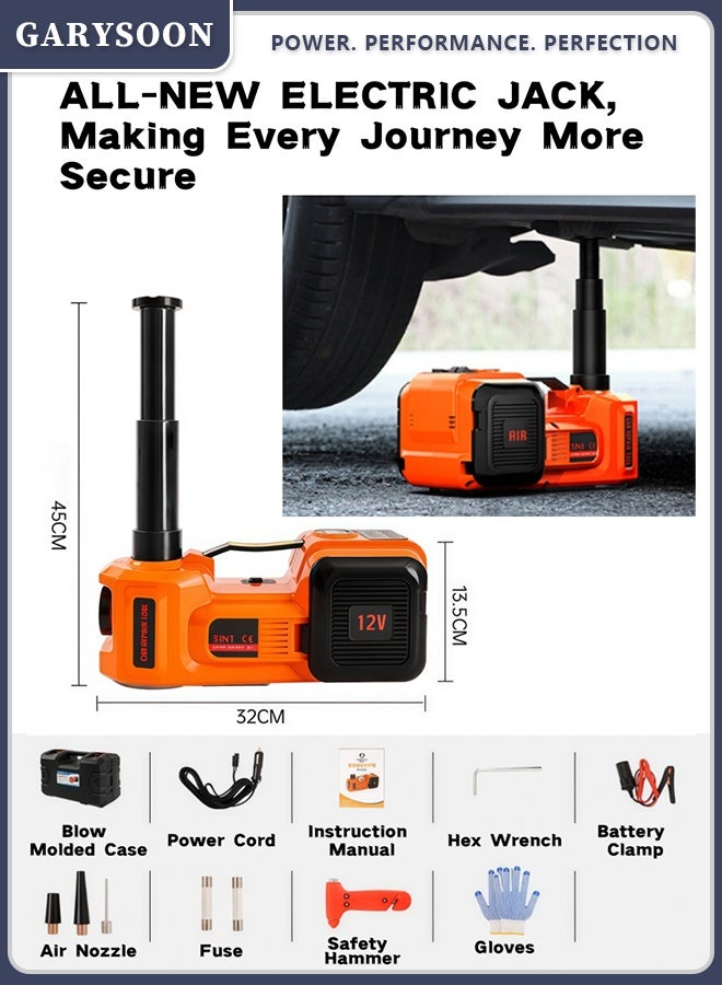 Garysoon 12V Electric Hydraulic Car Jack 5 Ton with Built-in Inflator Pump & LED Light, 3-in-1 Off-Road Lifting Tool Kit, 450mm Lifting Height with Storage Case - Image 1