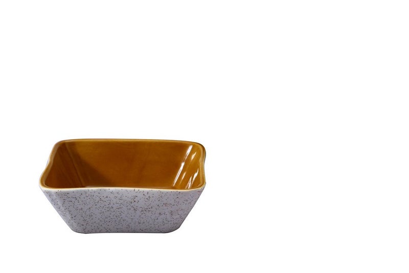 Caffeine Ceramic Handmade Matte Cream Glossy Brown Serving Bowl Set of 4 - Image 3