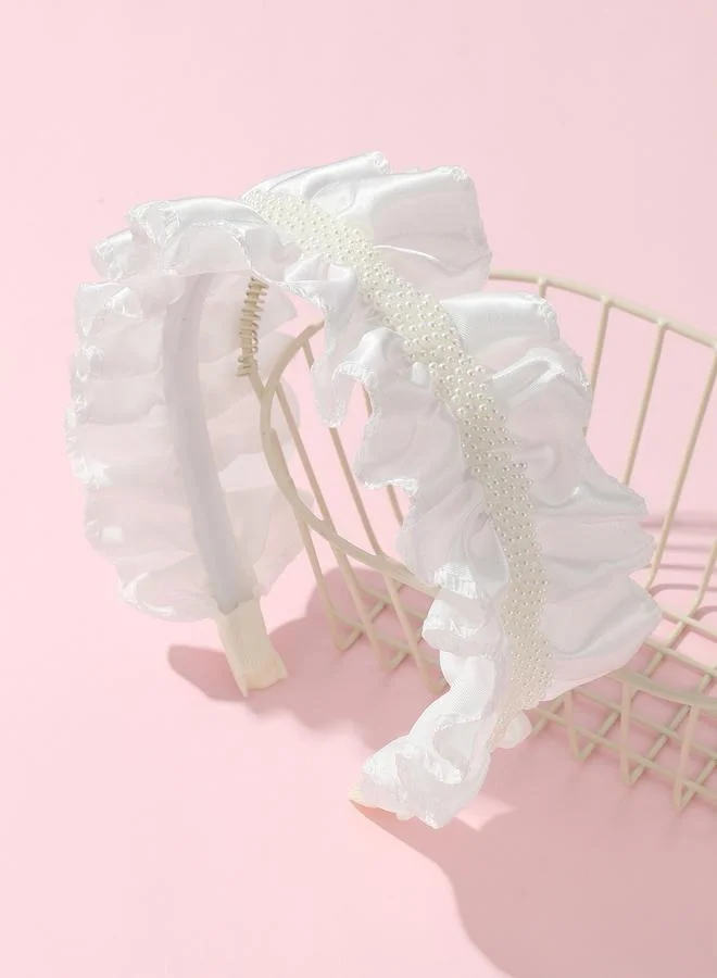 Take Two White Lace and Pearl Hairband