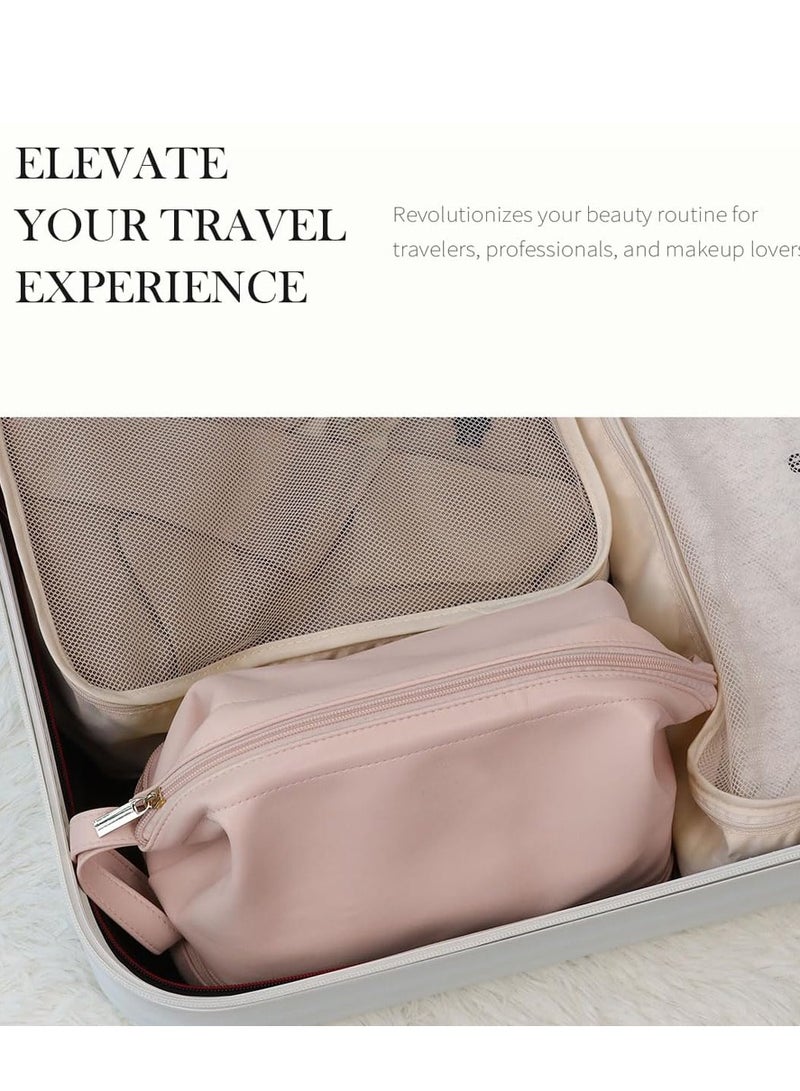 Large Makeup Bag,Waterproof Cosmetic Bag,Make up Travel Bag Essentials,Cute Travel Toiletry Bag for Women Makeup Bag Organizer with Bottom Pouch,Travel Size Toiletries Bag for Women