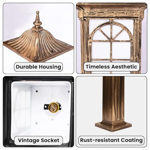 GIGAWATTS GW-AP-30G Outdoor Garden Light – 101% Rust & Waterproof Die-Casting Aluminium Exterior Lamp for Garden, Boundary Street & Home Entrances (B22 Holder, Bulb Not Included, Gold) - Image 5