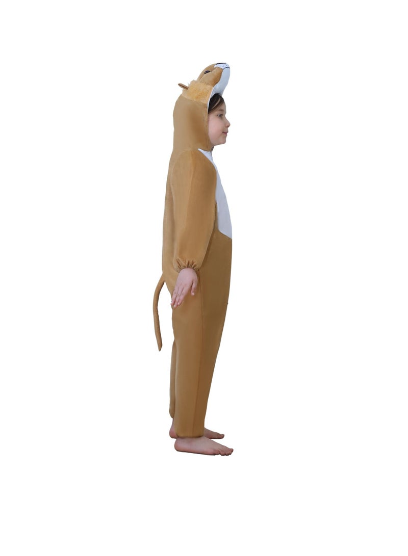 Kids Lion Costume Jumpsuit with Hood, Animal Fancy Dress, Party Outfit, Size L(6-7Years) - Image 4