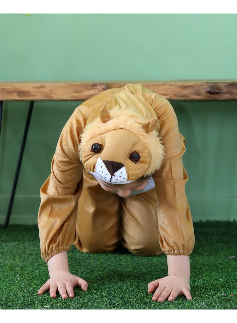 Kids Lion Costume Jumpsuit with Hood, Animal Fancy Dress, Party Outfit, Size L(6-7Years) - Image 3