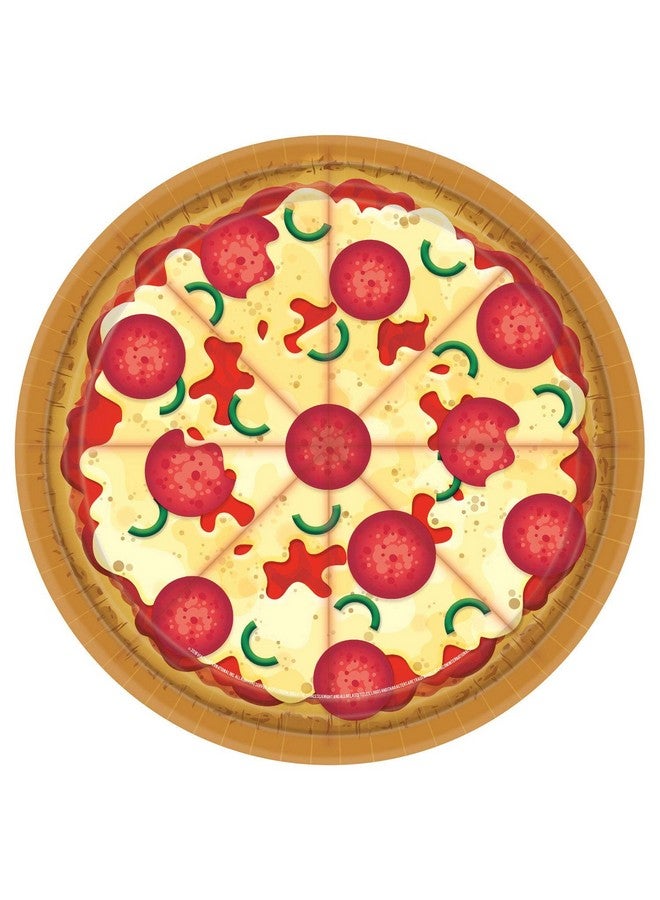Amscan أطباق ورقية دائرية بتصميم حفلات البيتزا، 8 قطع، متعددة الألوان، مقاس واحد - Image 2