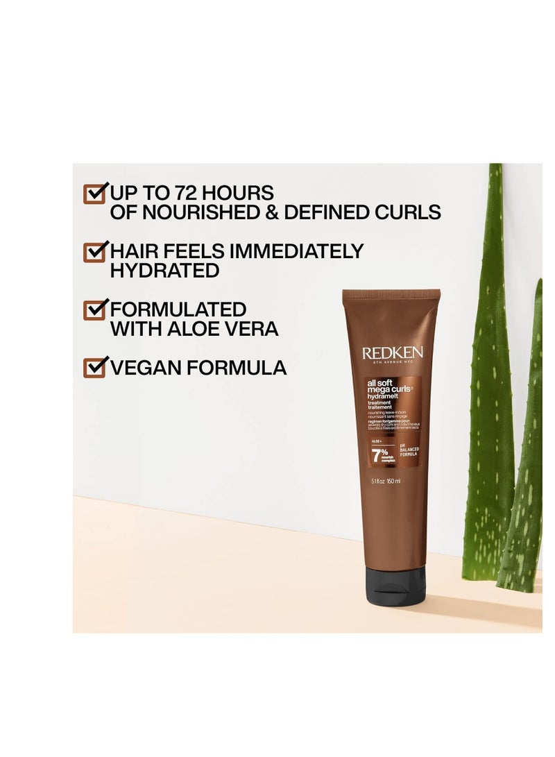 ريدكين Redken All Soft Mega Curls Hydramelt علاج يترك على الشعر | للشعر شديد الجفاف | للشعر المجعد والمتعرج | لوشن الشعر الترطيب الفائق يعزز اللمعان | مع الصبار - Image 3