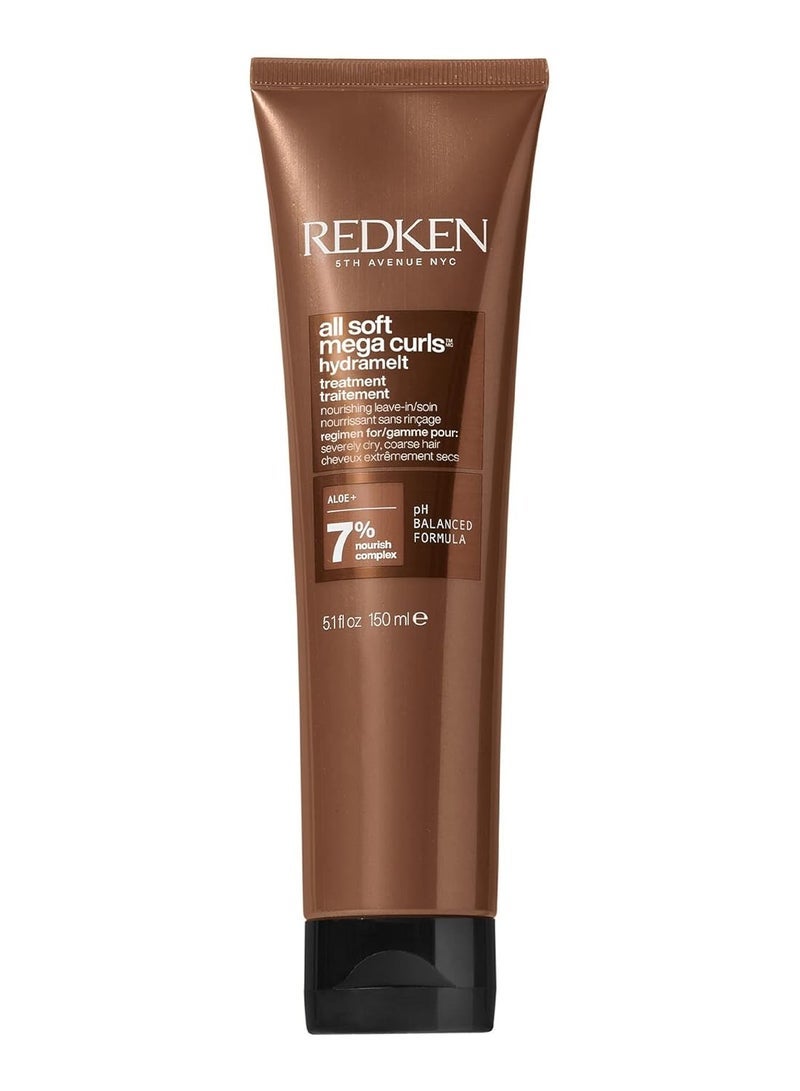 ريدكين Redken All Soft Mega Curls Hydramelt علاج يترك على الشعر | للشعر شديد الجفاف | للشعر المجعد والمتعرج | لوشن الشعر الترطيب الفائق يعزز اللمعان | مع الصبار - Image 1