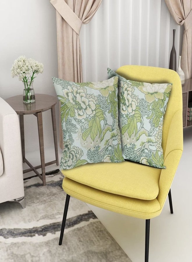 Sweetshow Spring Green Flowers Chinoiserie Pillow Covers 2 Packs 20x20 Inch Lighe Green Floral Throw Pillows Vintage Sage Green Decor Cushion Cover Linen Patio Furniture Sofa Bedroom Indoor Outdoor - Image 4