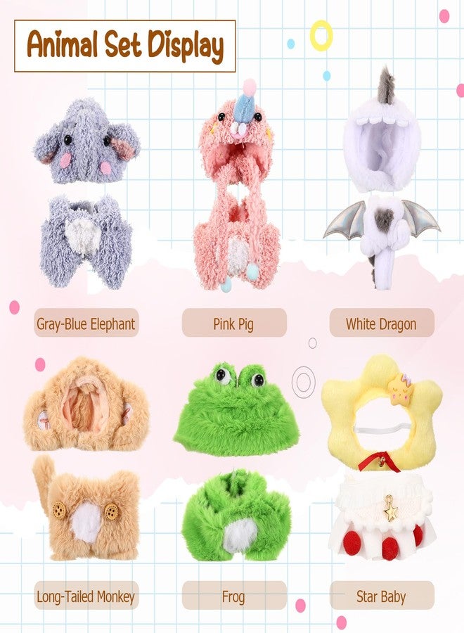 Simgoing 6 Pack 10cm Doll Clothes for 3.9 Inches Stylish Mini Collectibles Figure Mini Miniature Costume Dress up for Play Display (No Doll) (Elephant,Pig,Dinosaur,Monkey,Frog,Star) - Image 5