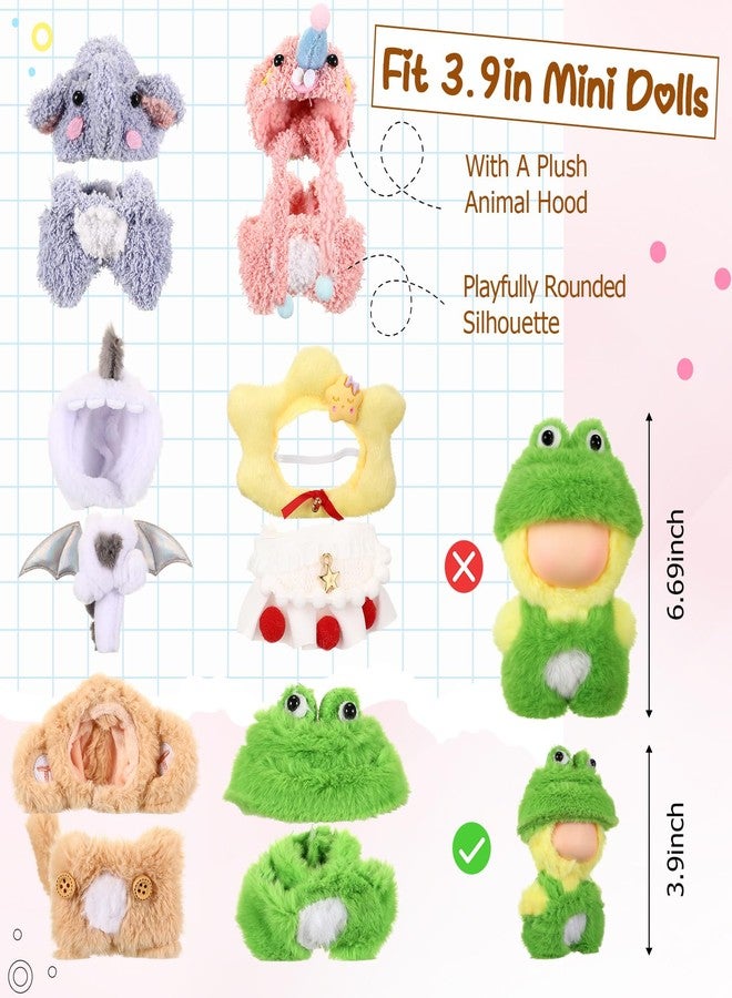 Simgoing 6 Pack 10cm Doll Clothes for 3.9 Inches Stylish Mini Collectibles Figure Mini Miniature Costume Dress up for Play Display (No Doll) (Elephant,Pig,Dinosaur,Monkey,Frog,Star) - Image 3