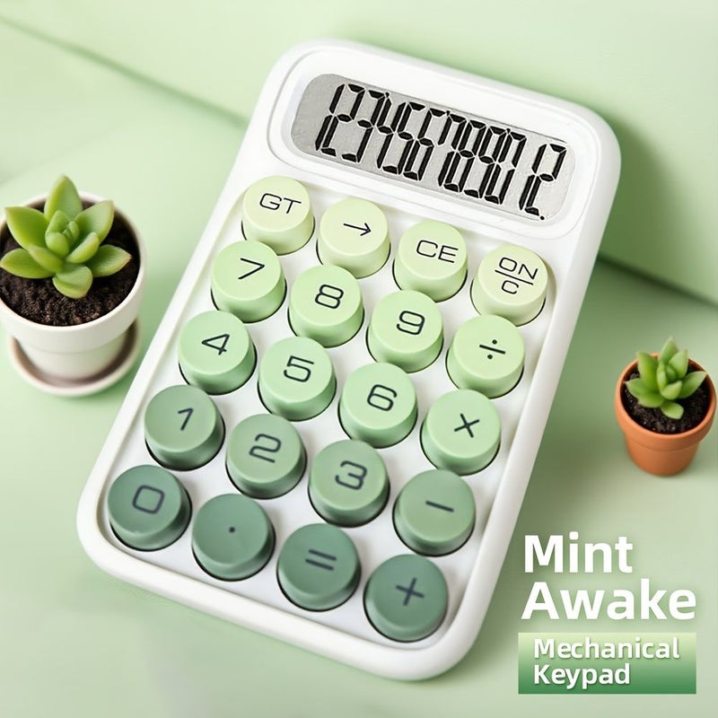 آلة حاسبة مكتبية بتصميم أزرار "Mint Awake Rainbow" مع شاشة كبيرة ومفاتيح مرمزة بالألوان مناسبة للاستخدام المكتبي - Image 1