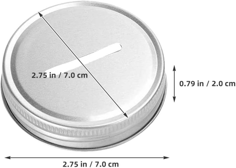 SUPVOX 8pcs Mason Jar Coin Slot Lids Silver Metal Sealing Covers Replacement Piggy Bank Lids for Money Saving and Bill Storage Containers - Image 2