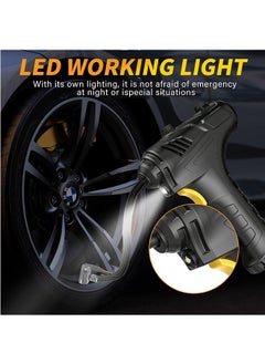 LENND Cordless Tyre Inflator Air Compressor, 12V USB Rechargeable Battery 150PSI Portable Car Tyre Pump, Electric Digital Tyre Pump with LED Light and 3 Nozzle Adaptors for Car Motorcycle Bicycle  - Image 5