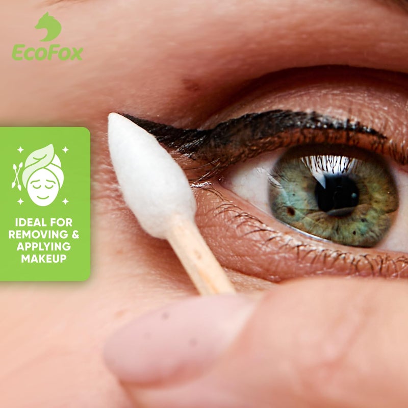 EcoFox Precision Tip Bamboo Cotton Swabs 200 Count | Eco-Friendly & Pure Cotton Buds | Double Tipped Sticks | 100% Plant-Based & Natural | Perfect for Nails & Makeup, Fine Cleaning, Arts & Crafts - Image 5
