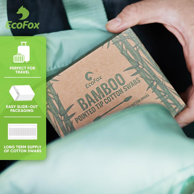 EcoFox Precision Tip Bamboo Cotton Swabs 200 Count | Eco-Friendly & Pure Cotton Buds | Double Tipped Sticks | 100% Plant-Based & Natural | Perfect for Nails & Makeup, Fine Cleaning, Arts & Crafts - Image 4