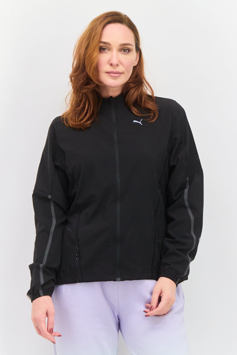 PUMA جاكيت تدريب طويل الأكمام للنساء، رياضي، أسود - Image 1