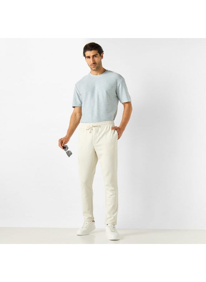 Iconic Iconic Textured Crew Neck T-shirt with Short Sleeves  - Image 2