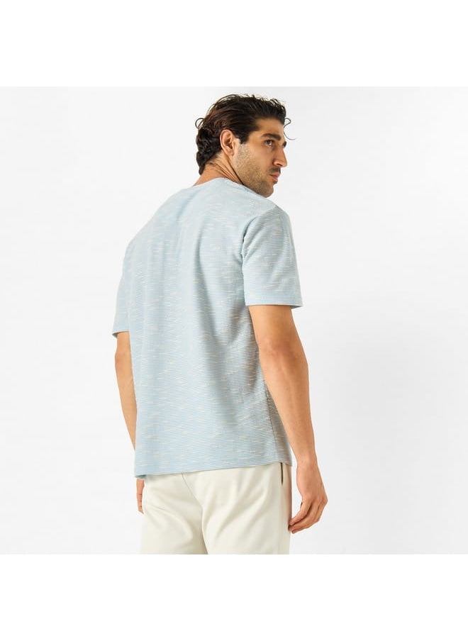 Iconic Iconic Textured Crew Neck T-shirt with Short Sleeves  - Image 3