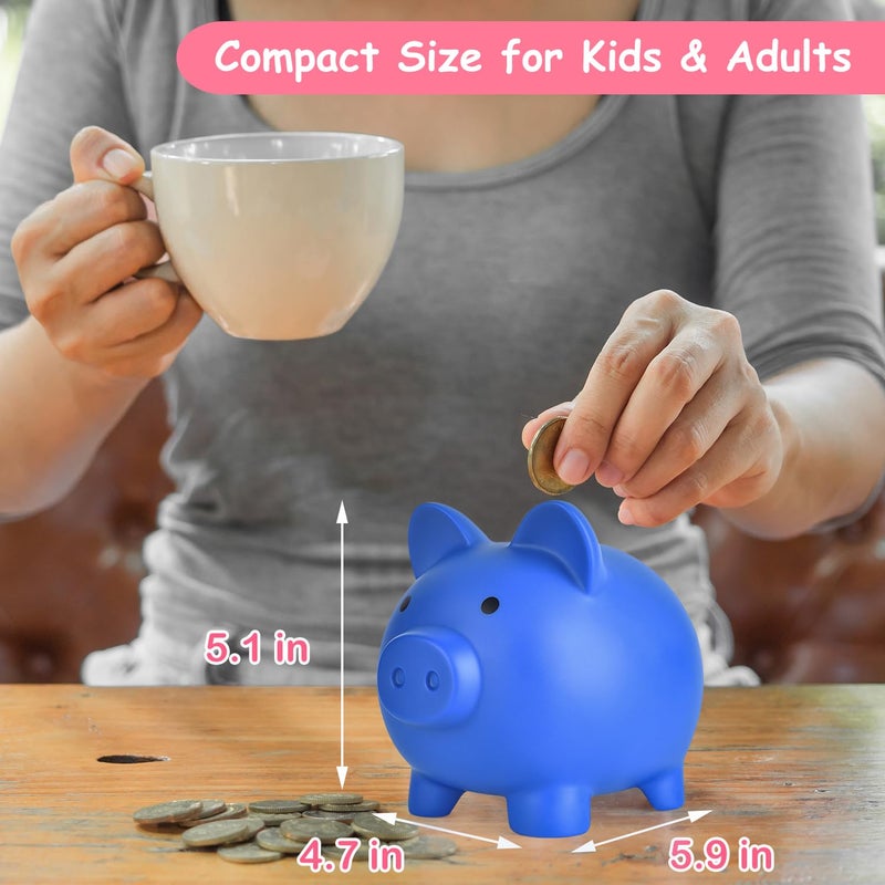 PJDRLLC Piggy Bank, Unbreakable Plastic Money Bank, Coin Bank for Girls and Boys, Medium Size Piggy Banks, Practical Gifts for Birthday, Easter, Christmas (Dark Blue) - Image 4