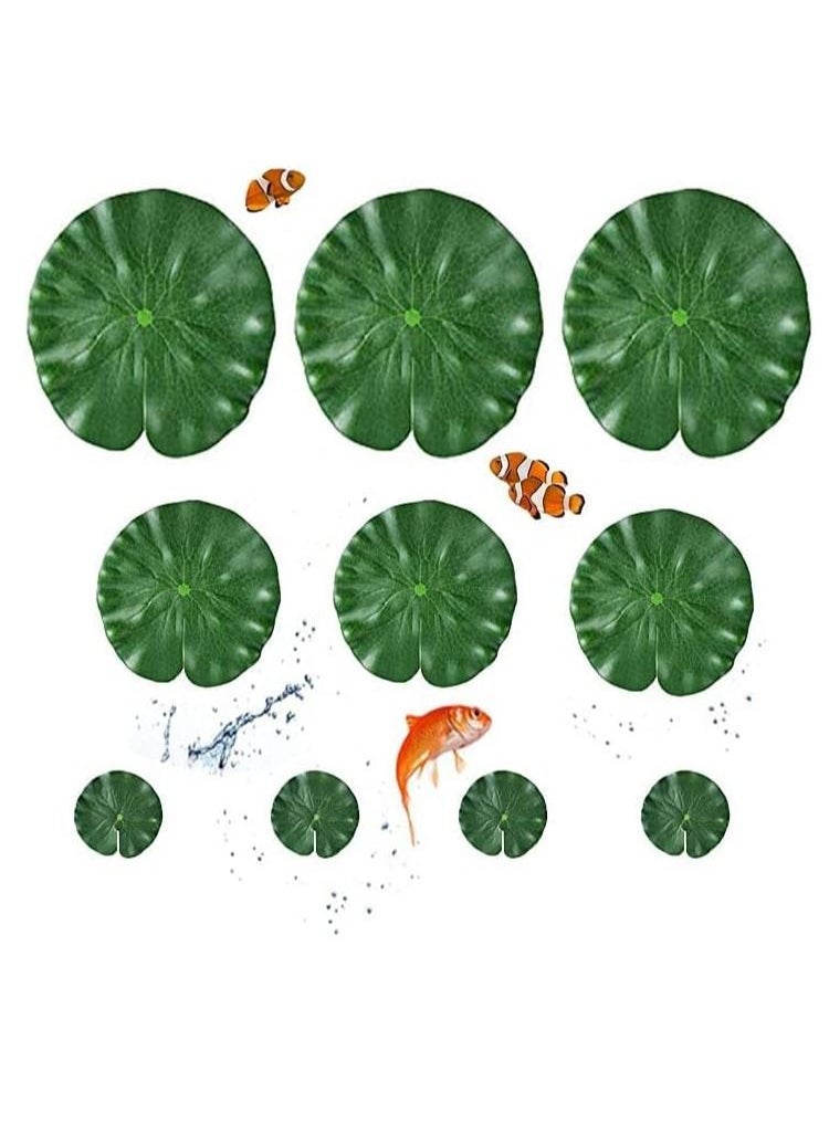 SYOSI 10 Pcs Artificial Lotus Leaves Floating Lotus Leaves, Floating Lily Pads Plastic Foam Water Lily Foliage for Koi Fish Pool Aquarium Crafts Decoration Green  - Image 1