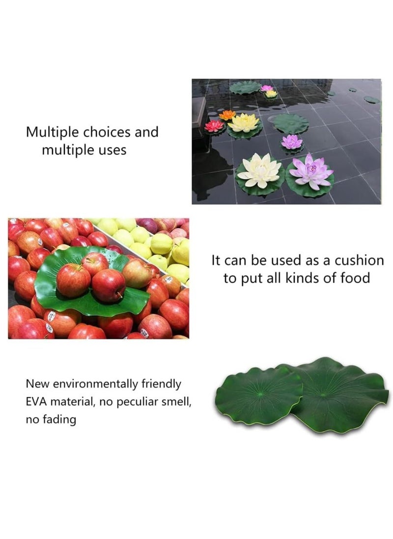 SYOSI 10 Pcs Artificial Lotus Leaves Floating Lotus Leaves, Floating Lily Pads Plastic Foam Water Lily Foliage for Koi Fish Pool Aquarium Crafts Decoration Green  - Image 3