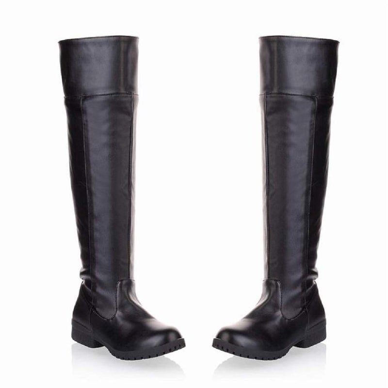 ACE SHOCK Men's Cosplay Boots Knee High Equestrian Riding Tall Boots Costume Shoes (10.5, Black) - Image 1