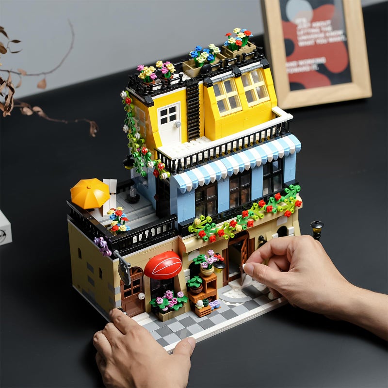 ENJBRICK Flowers City Hotel House Building Kit for Adutls Creator Building Toy Set with Apartmant and Shops for Girls and Adults 1464 pcs - Image 3
